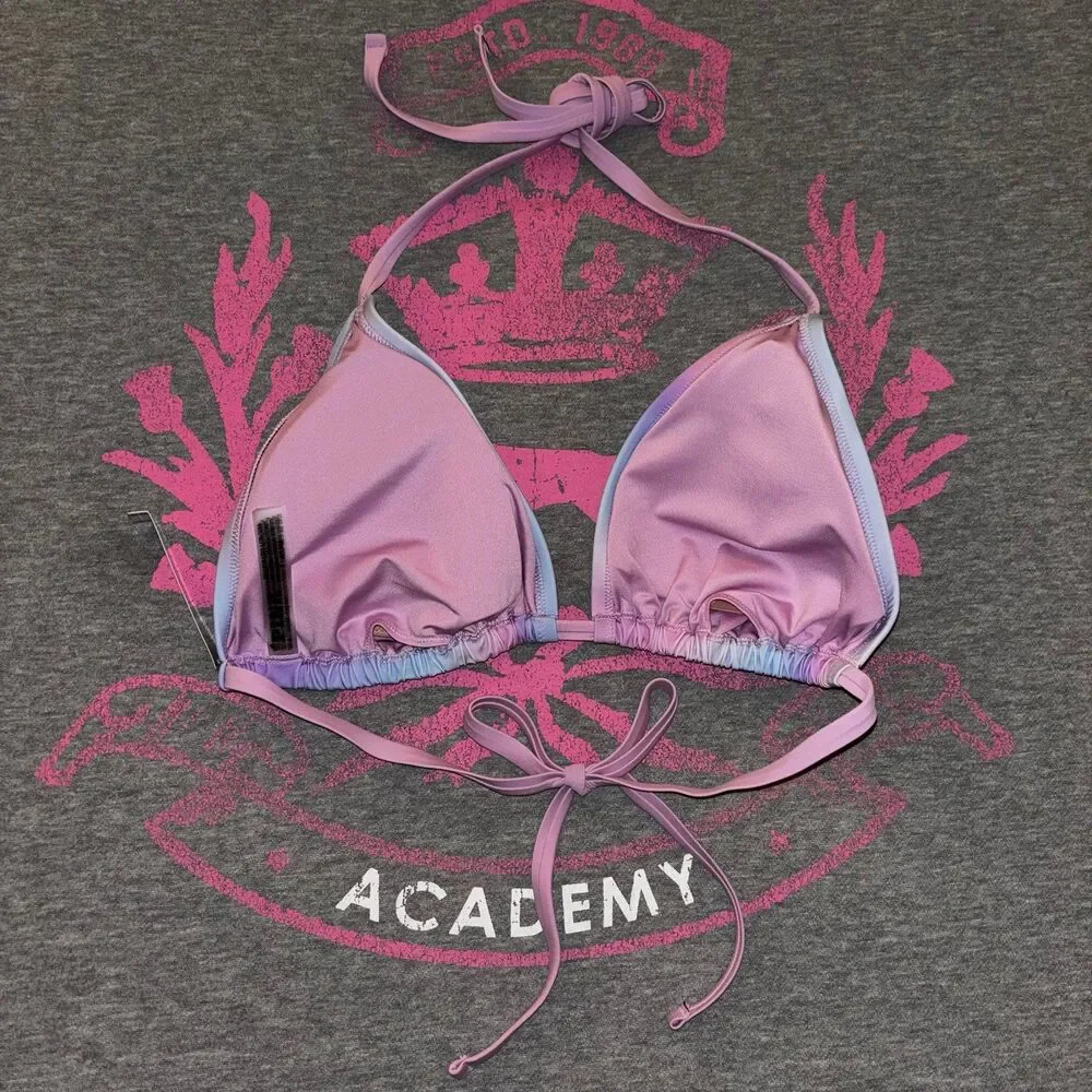 Victorias Secret PINK Rainbow Ombre Cotton Candy Bling String Bikini Set XS